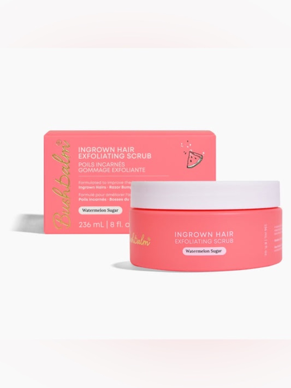 NIB Bushbalm Ingrown Hair Exfoliating Scrub - Watermelon Sugar - 236mL / 8 Fl oz